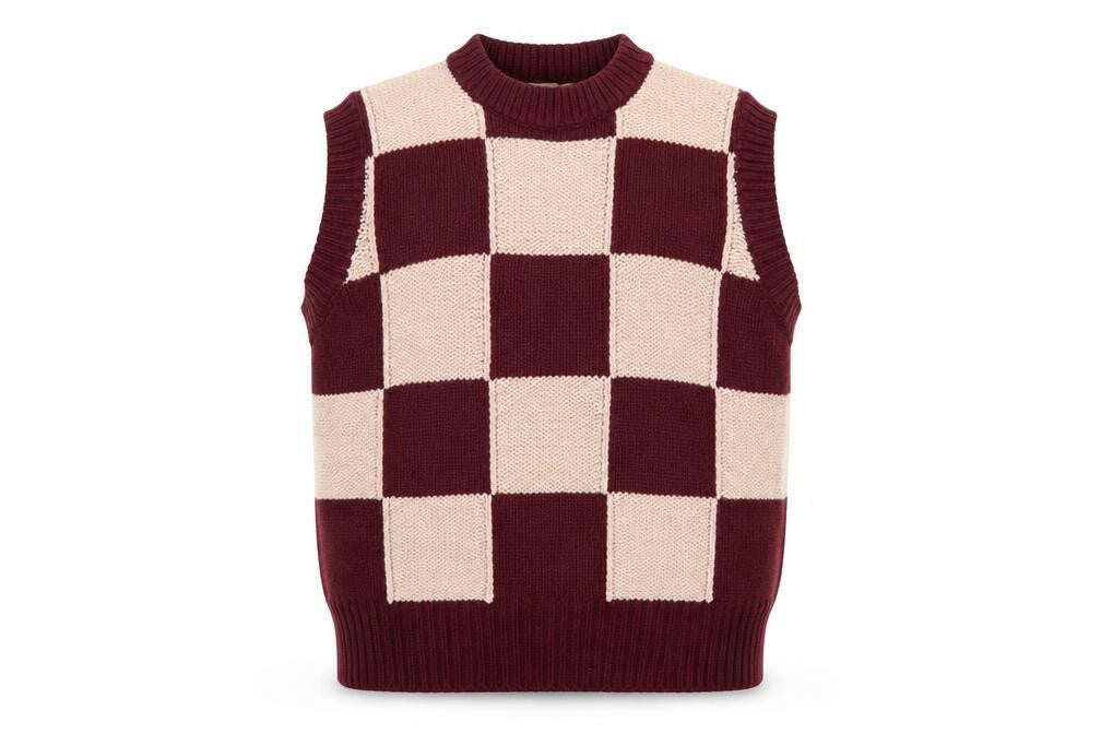 Mirla Beane Women's Multicoloured Mock Neck Check Knit Vest S