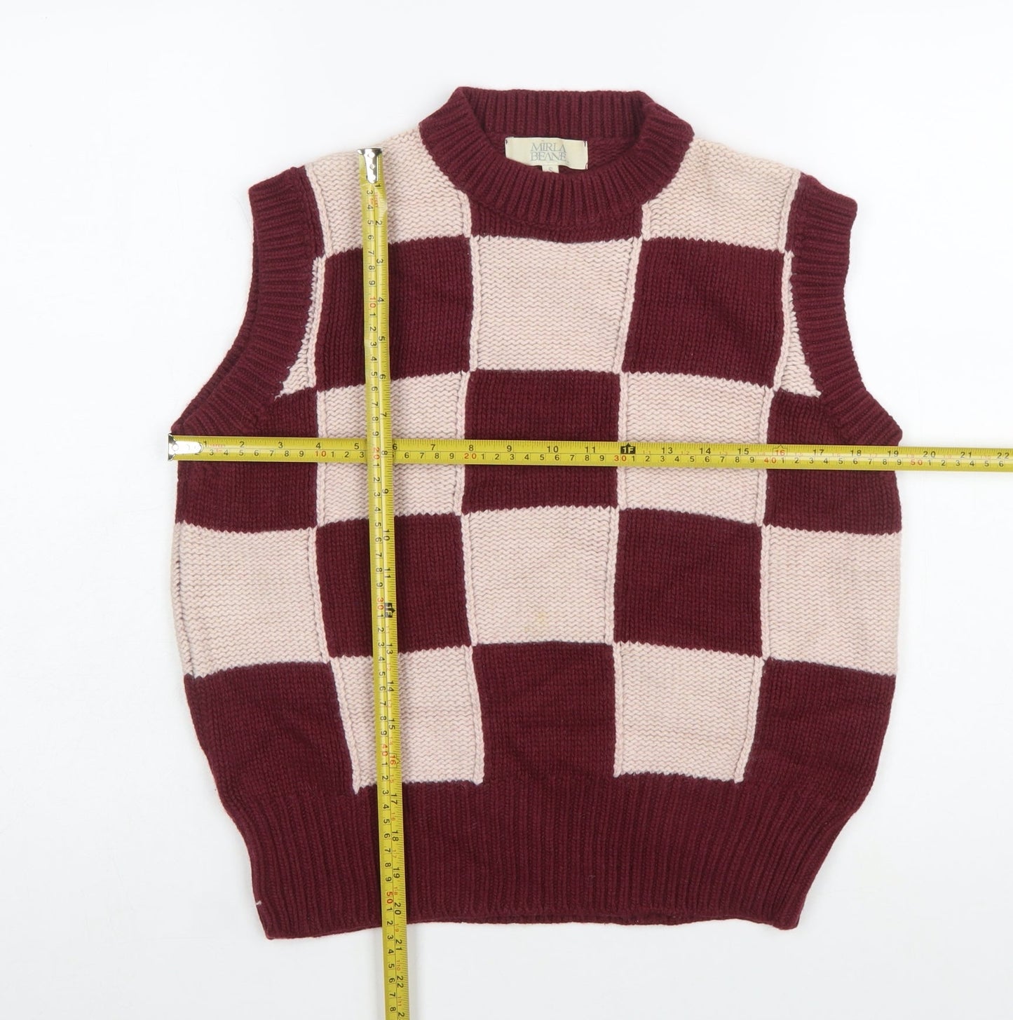 Mirla Beane Women's Multicoloured Mock Neck Check Knit Vest S