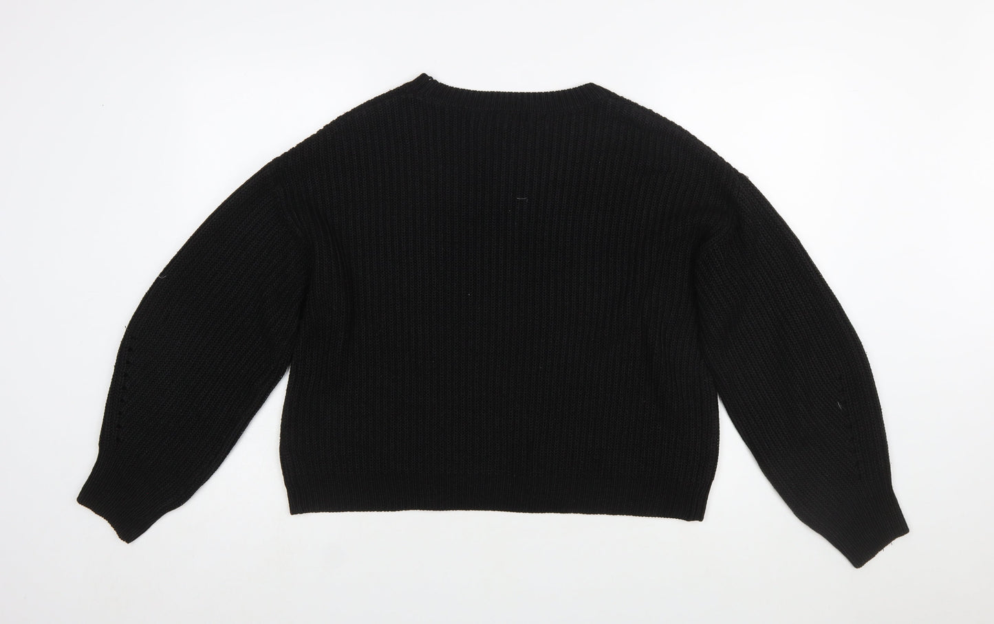 New Look Women's Black Chunky Knit Crew Neck Pullover Jumper Size M