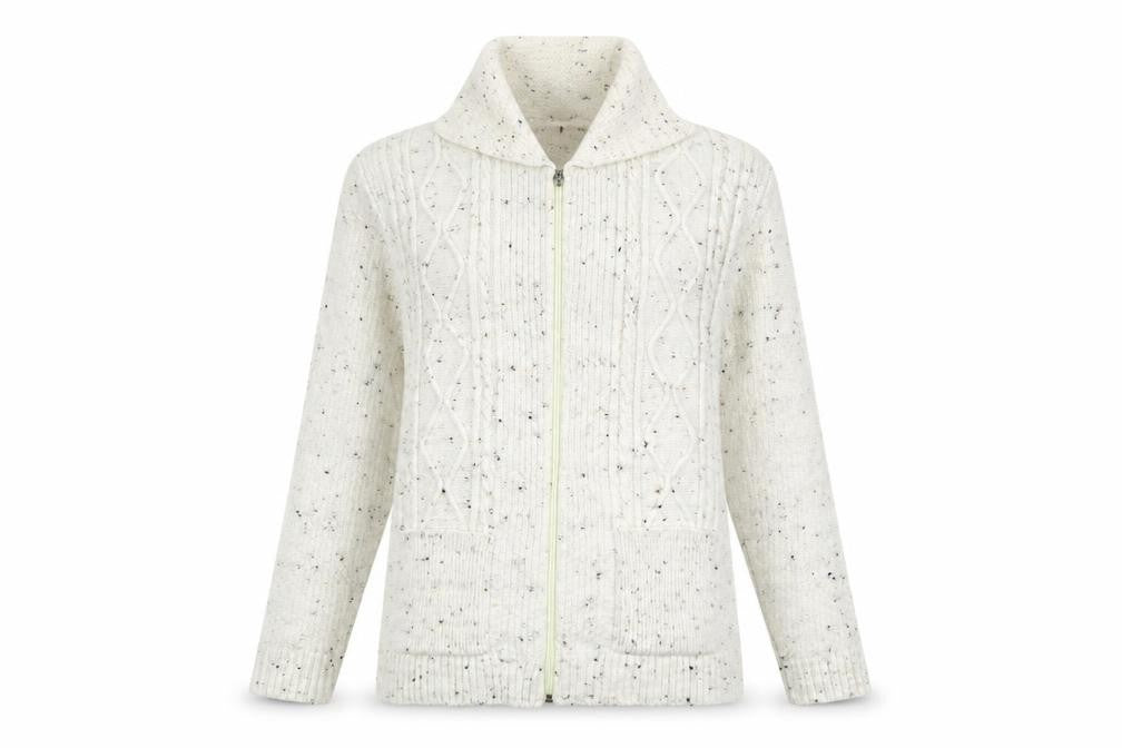 Glimpse Women's Ivory Cable-Knit Full Zip Jumper S