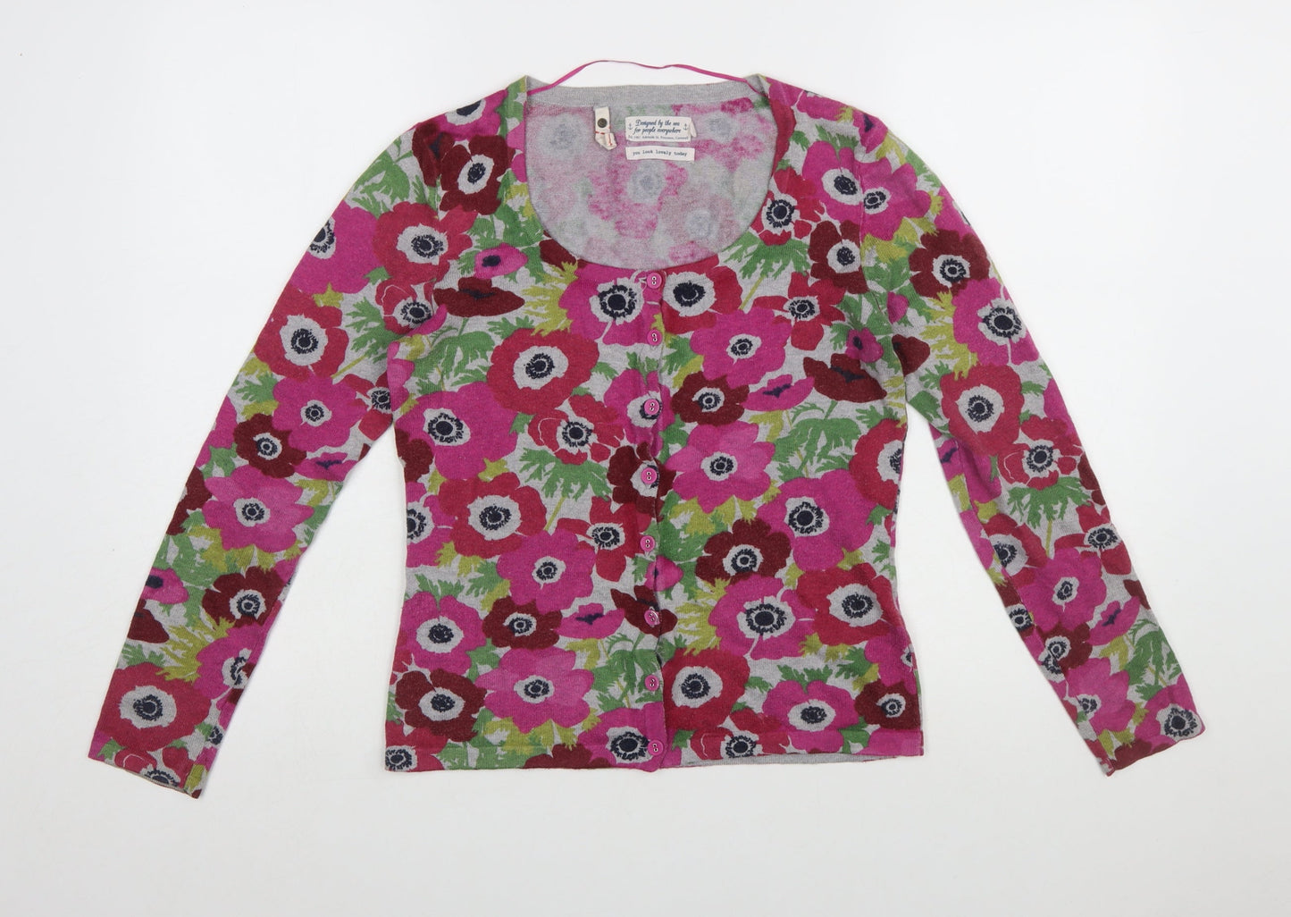 Seasalt Women’s Multicoloured Floral Knit Button Cardigan Size 8