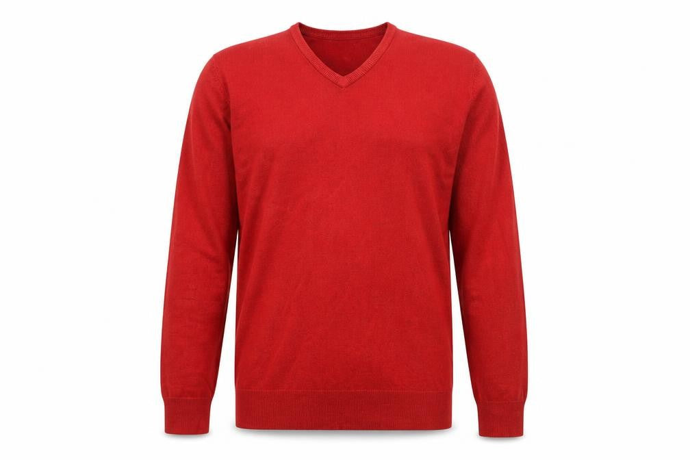Marks and Spencer Blue Harbour Men's Red V-Neck Acrylic Jumper Size L