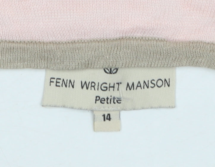 Fenn Wright Manson Women’s Pink Striped Linen Jumper Size 14 Petite
