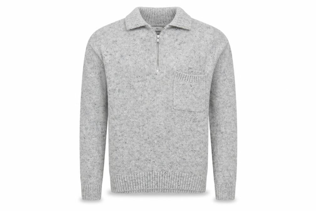 Marks & Spencer Men's Grey Wool 1/4 Zip Jumper Size S