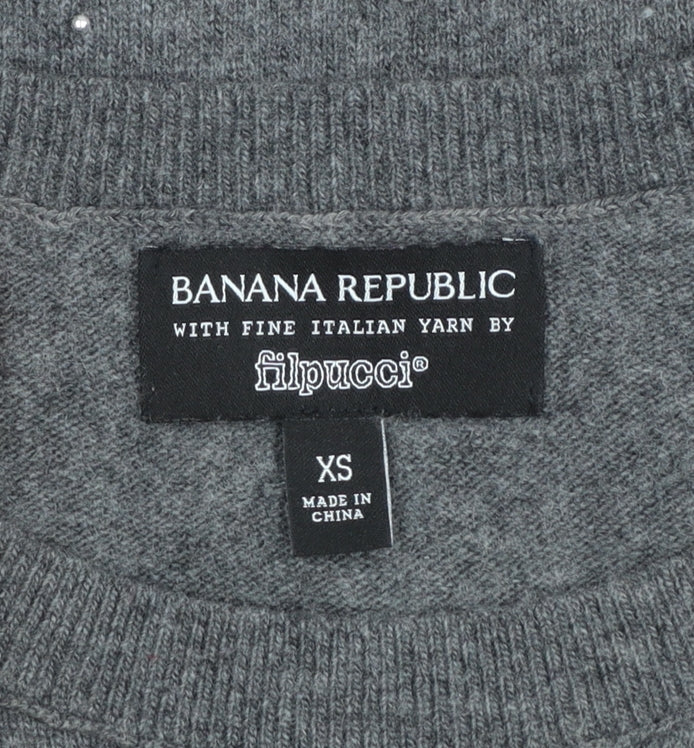 Banana Republic Women's Grey Beaded Merino Wool Crew Neck Jumper XS