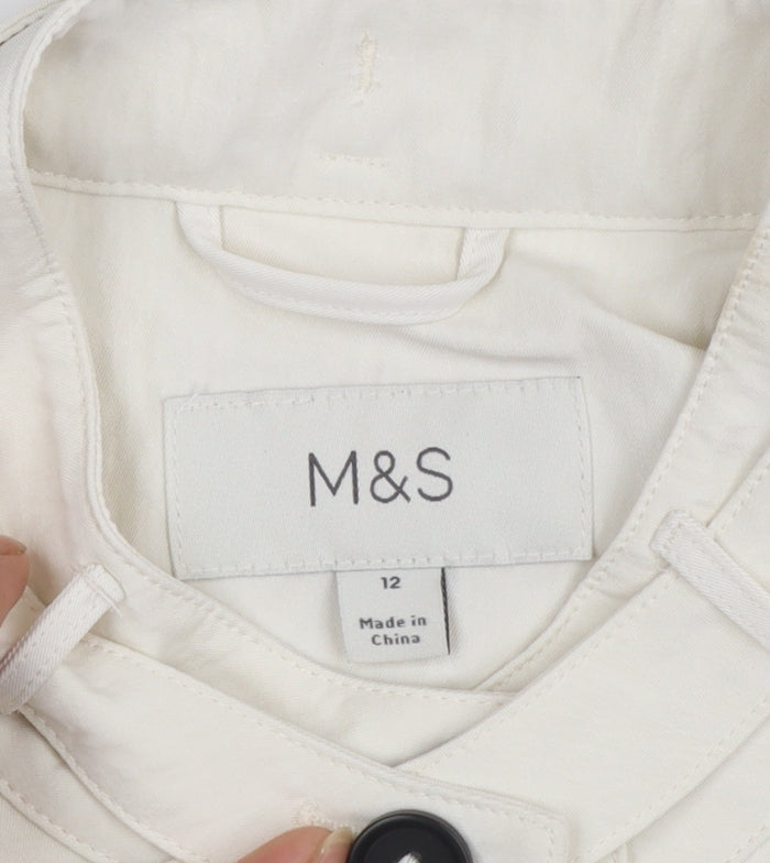 Marks and Spencer Women Ivory Cotton Button Jacket Size 12