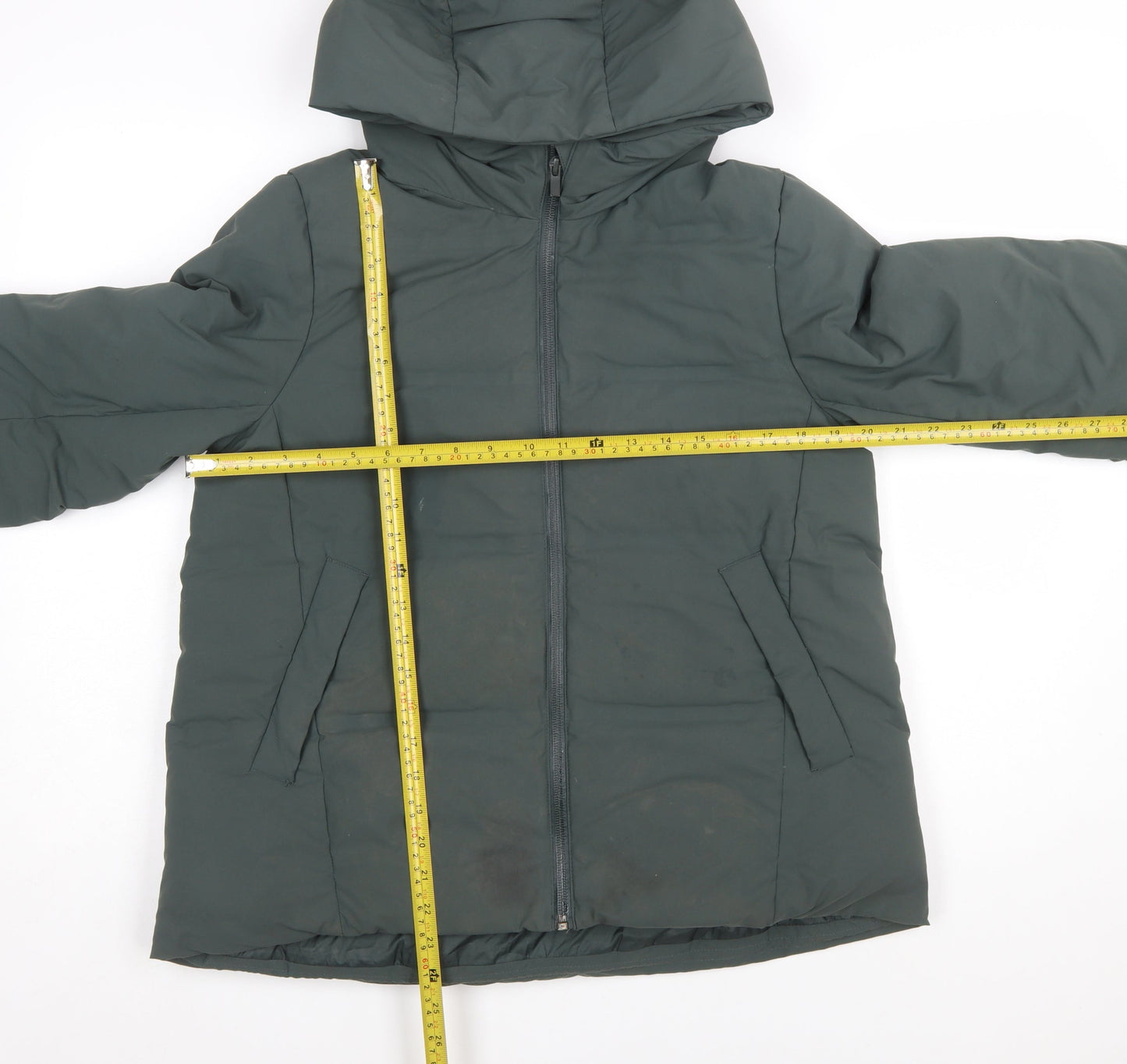 Uniqlo Women Green S Lightweight Down Puffer Jacket Hooded Windproof