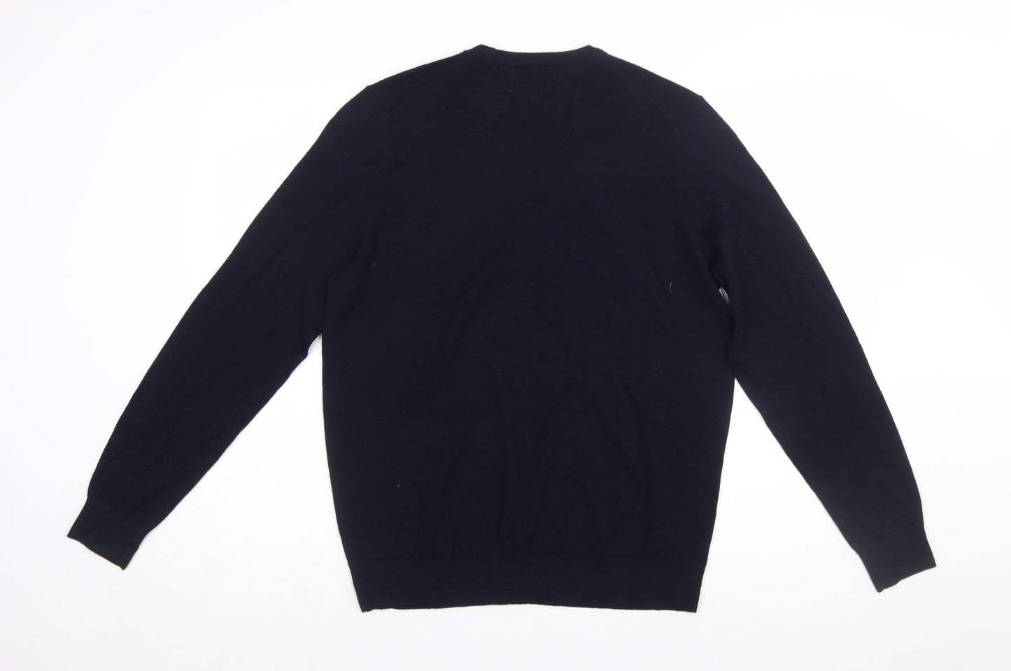 Marks and Spencer Mens Blue Merino Wool Crew Neck Jumper M
