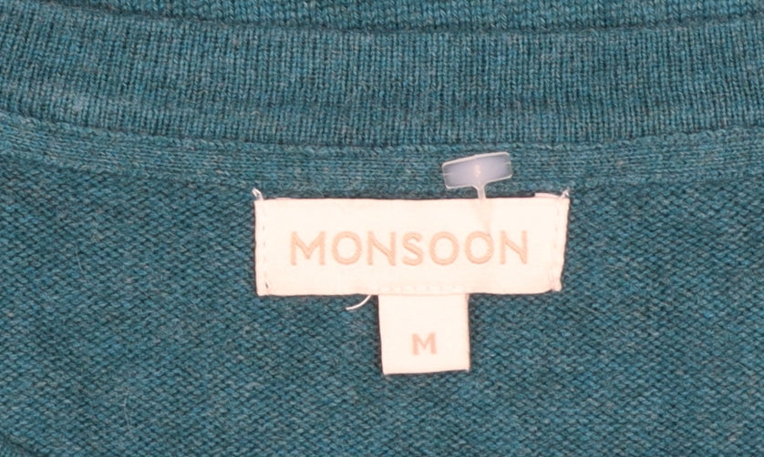 Monsoon Women's Green Wool Blend Crew Neck Jumper M