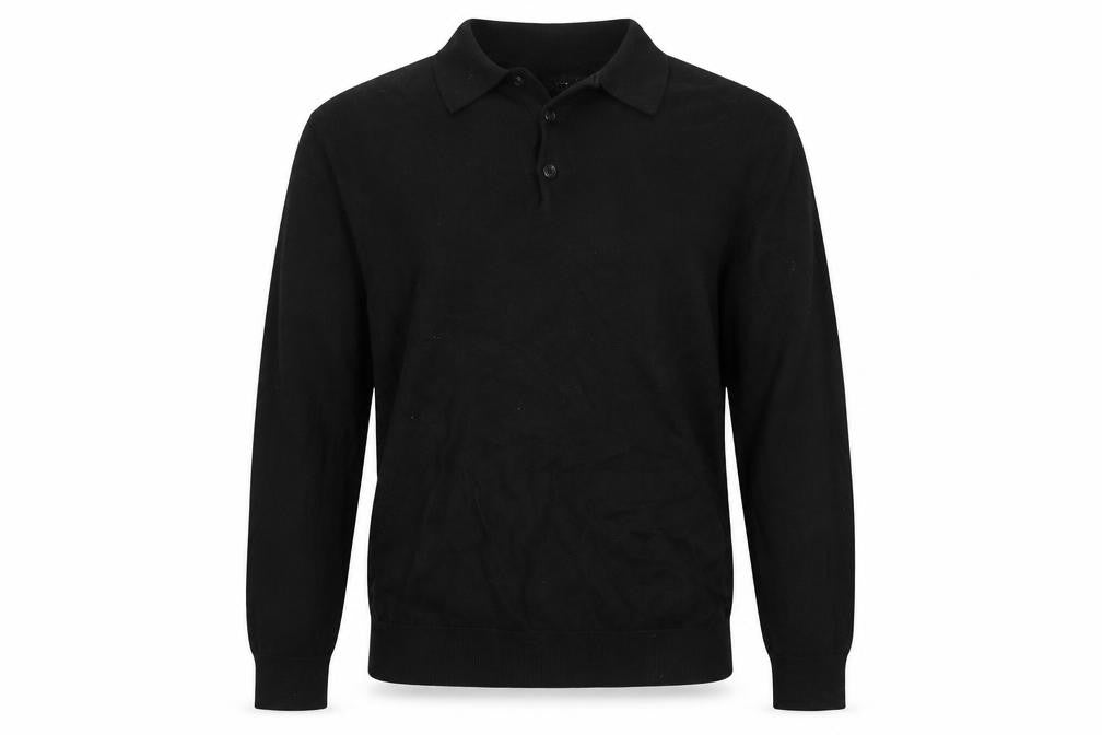 Zara Man Black Collared Henley Jumper Size L Wool Blend