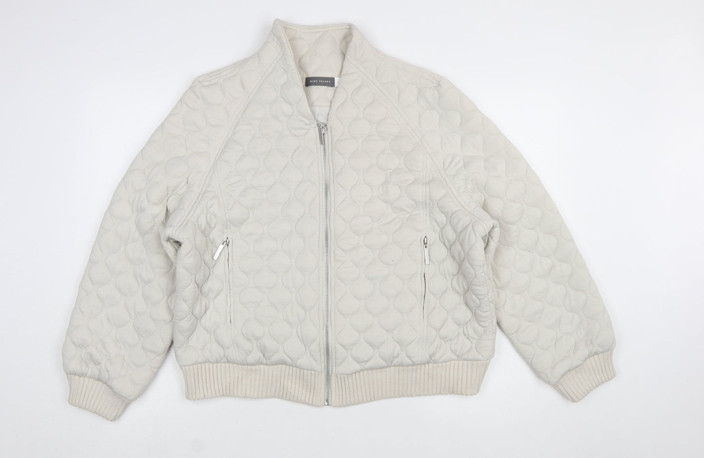 Mint Velvet Women's Beige Quilted Bomber Jacket Size L