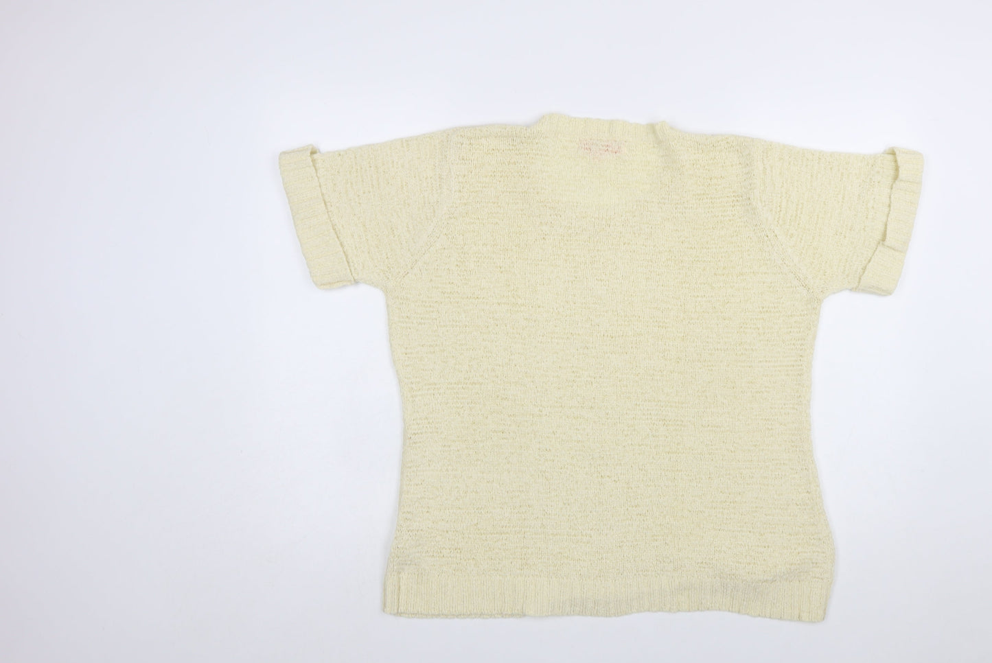 Julipa Women Beige Short Sleeve Open Knit Pullover Jumper Size 16/18
