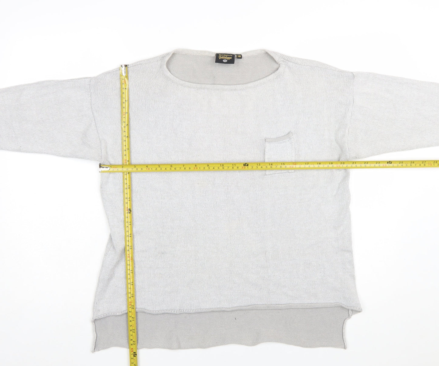 Golddigga Women Grey Knit Pullover Jumper Size 16 Classic Style