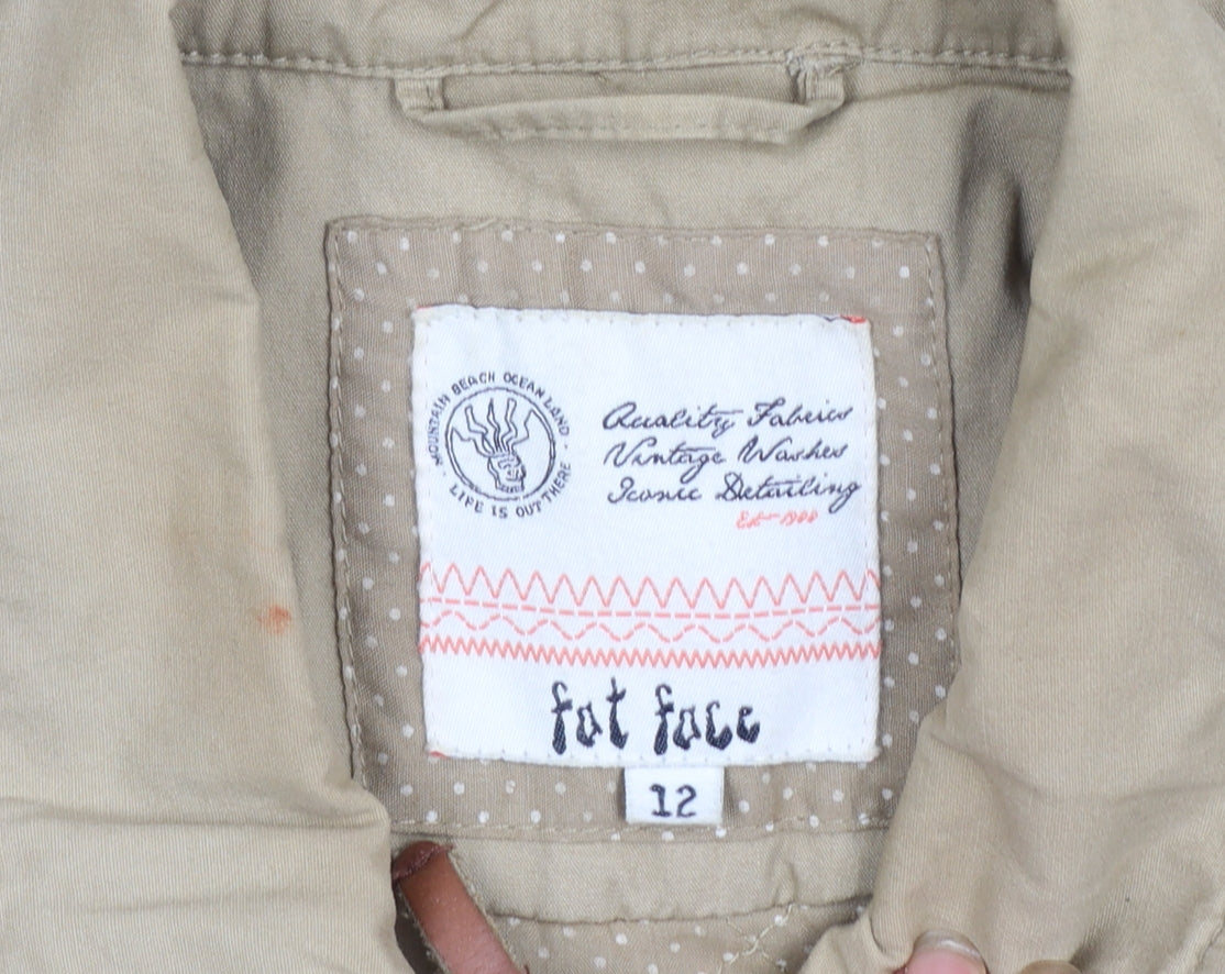 Fat Face Women Beige Size 12 Military Cotton Jacket