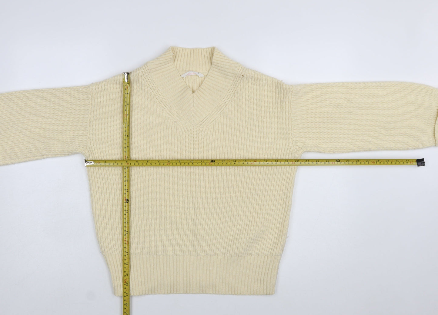 John Lewis ANYDAY Women Ivory Knit V-Neck Pullover Jumper XS