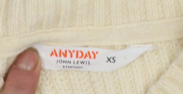 John Lewis ANYDAY Women Ivory Knit V-Neck Pullover Jumper XS