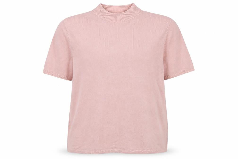 Julipa Women Pink Mock Neck Short Sleeve Pullover Jumper Size 20
