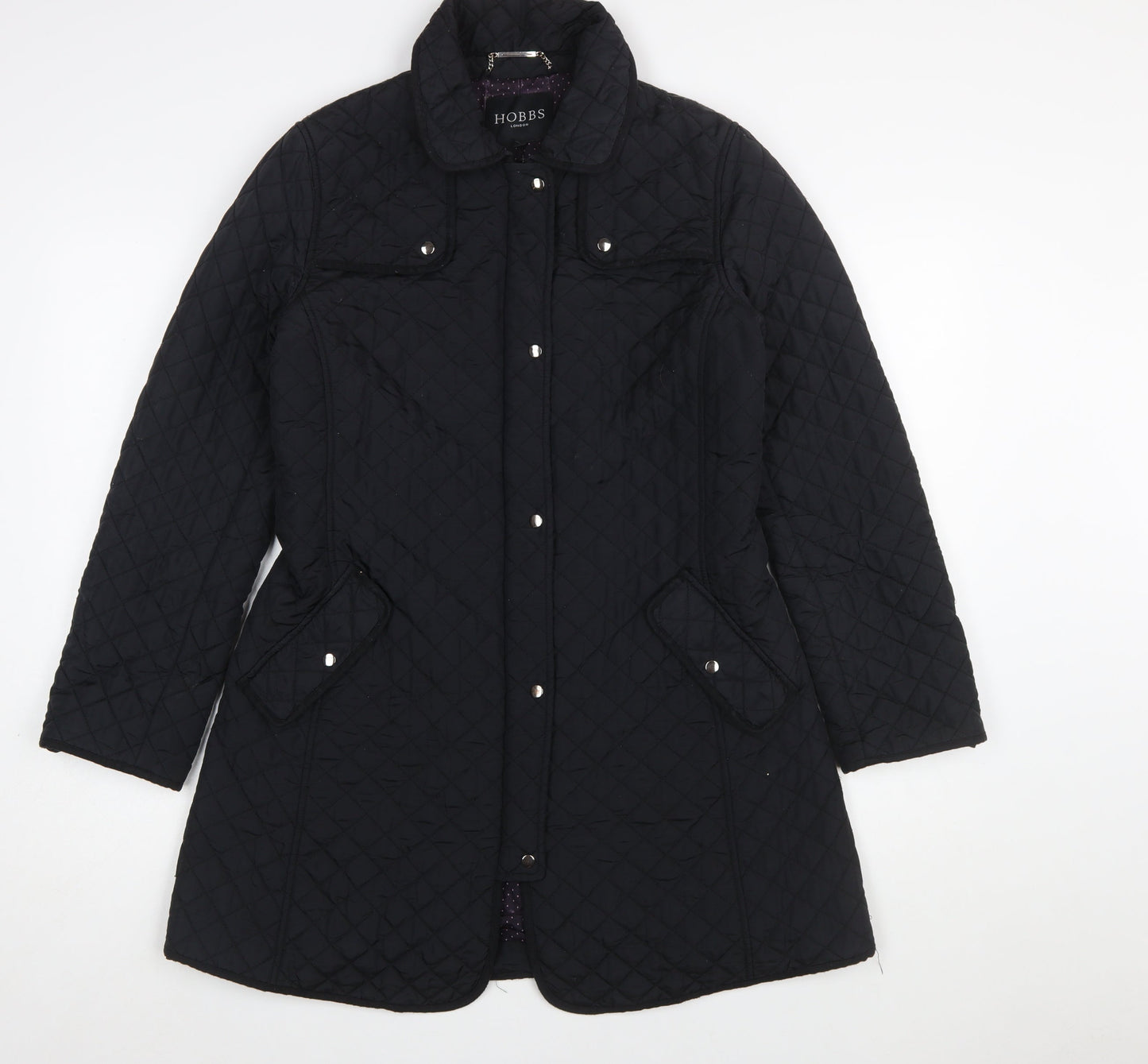 Hobbs Women’s Black Quilted Mid-Length Coat Size 10