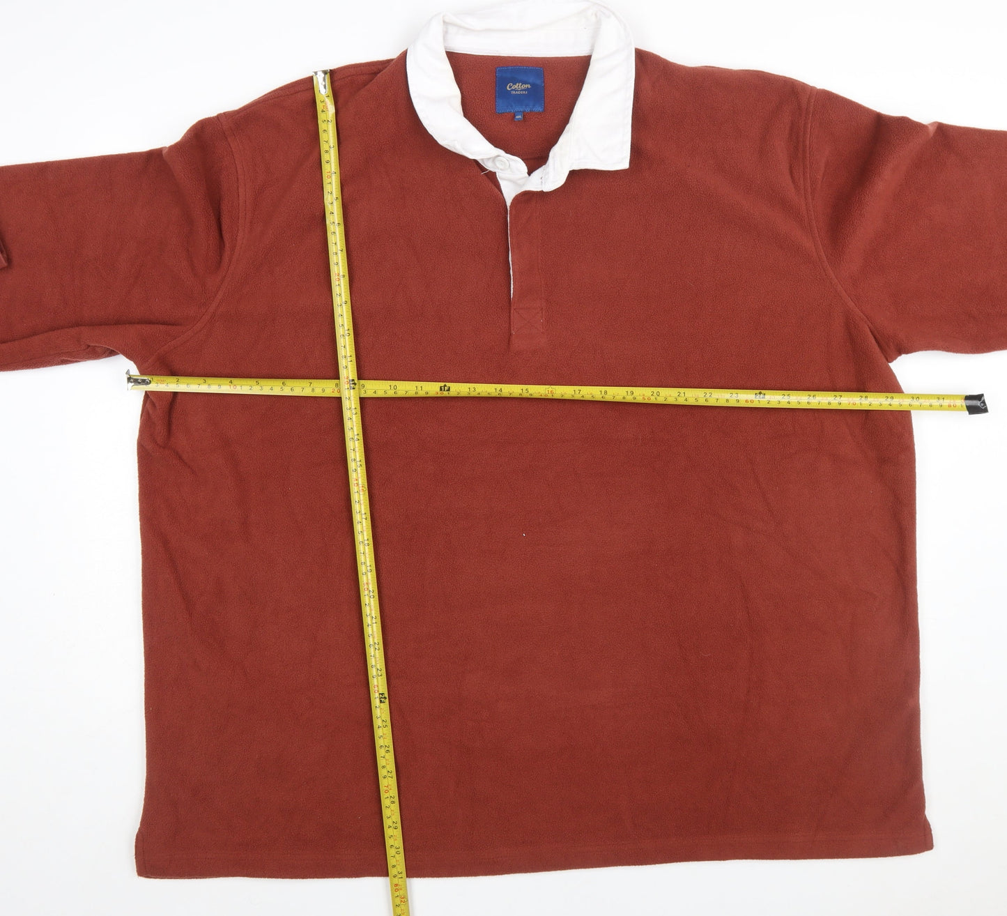 Cotton Traders Men's Brown 4XL Fleece Henley Sweatshirt