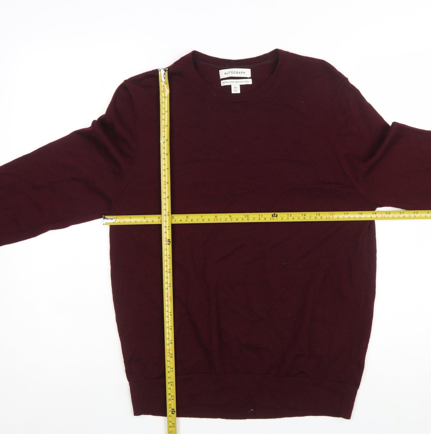 Marks and Spencer Men’s Red Merino Wool Crew Neck Jumper Size L