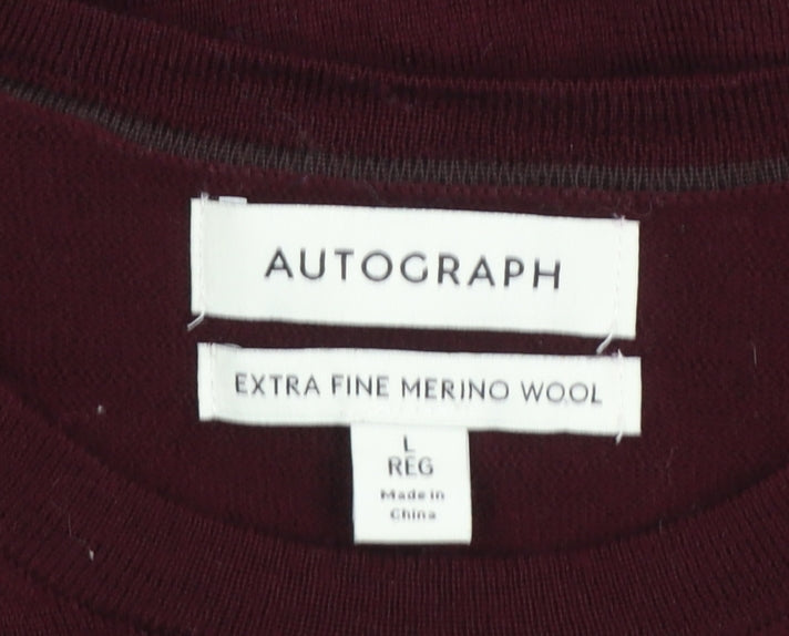 Marks and Spencer Men’s Red Merino Wool Crew Neck Jumper Size L