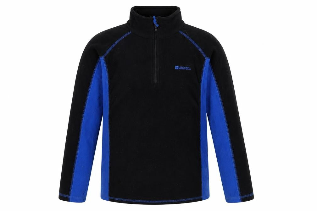 Mountain Warehouse Boys Black Blue Fleece 1/2 Zip Pullover Sweatshirt 13 Years