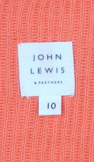 John Lewis Women’s Orange Cotton V-Neck Long Sleeve Jumper Size 10
