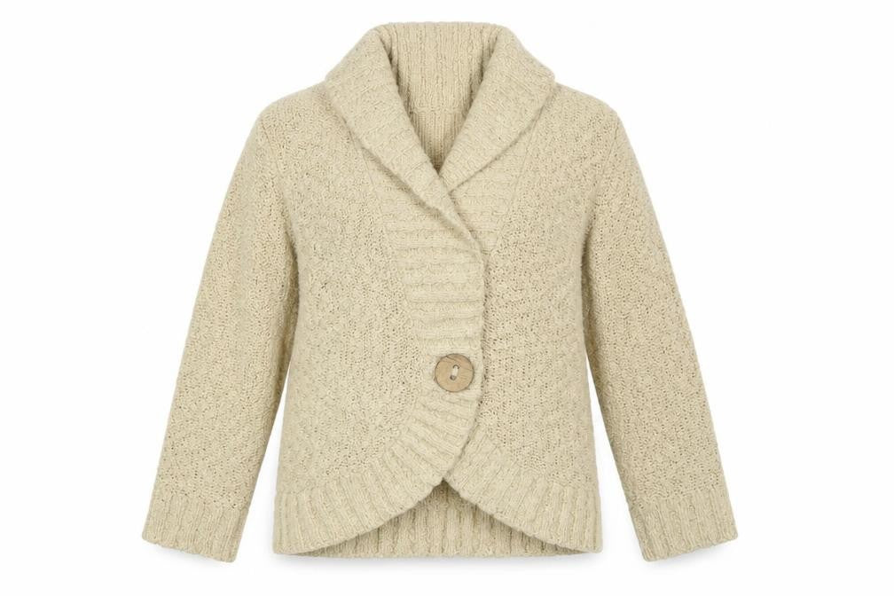 Marks and Spencer Women Beige Wool Blend Chunky Knit Cardigan UK 14