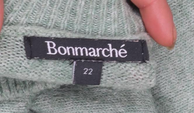 Bonmarché Women Green Size 22 Mock Neck Pullover Jumper