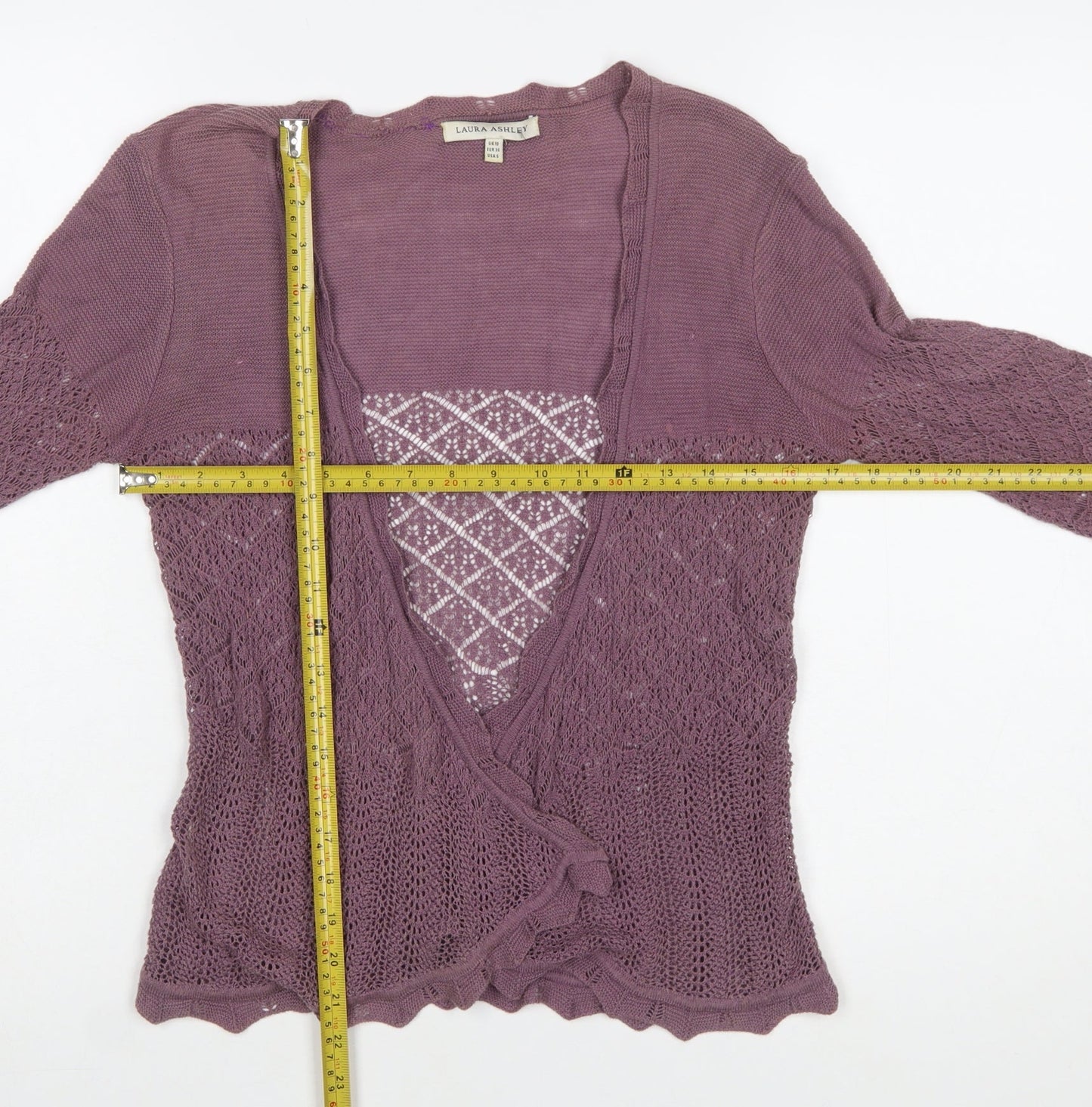 Laura Ashley Women Purple Open Knit Cardigan UK 10
