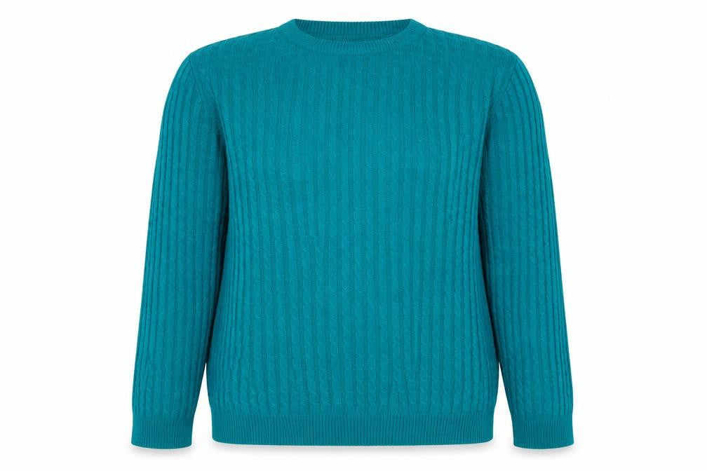 Classic Women's Green Cable-Knit Pullover Jumper M