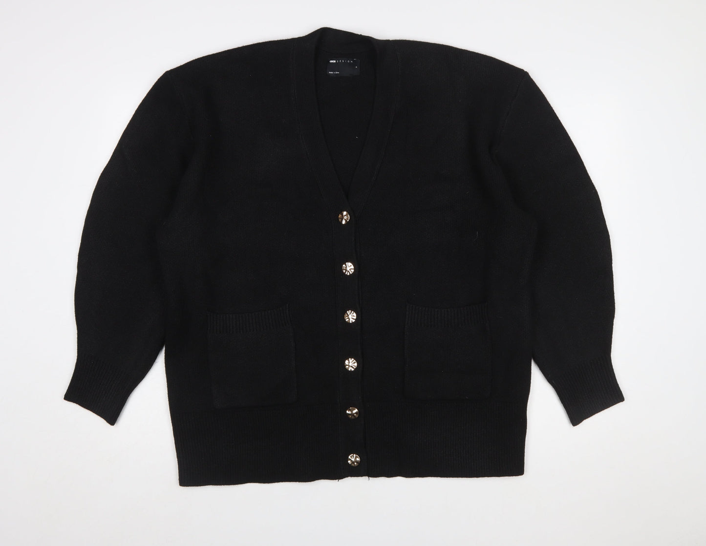 ASOS DESIGN Women's Black V-Neck Button Cardigan Size S