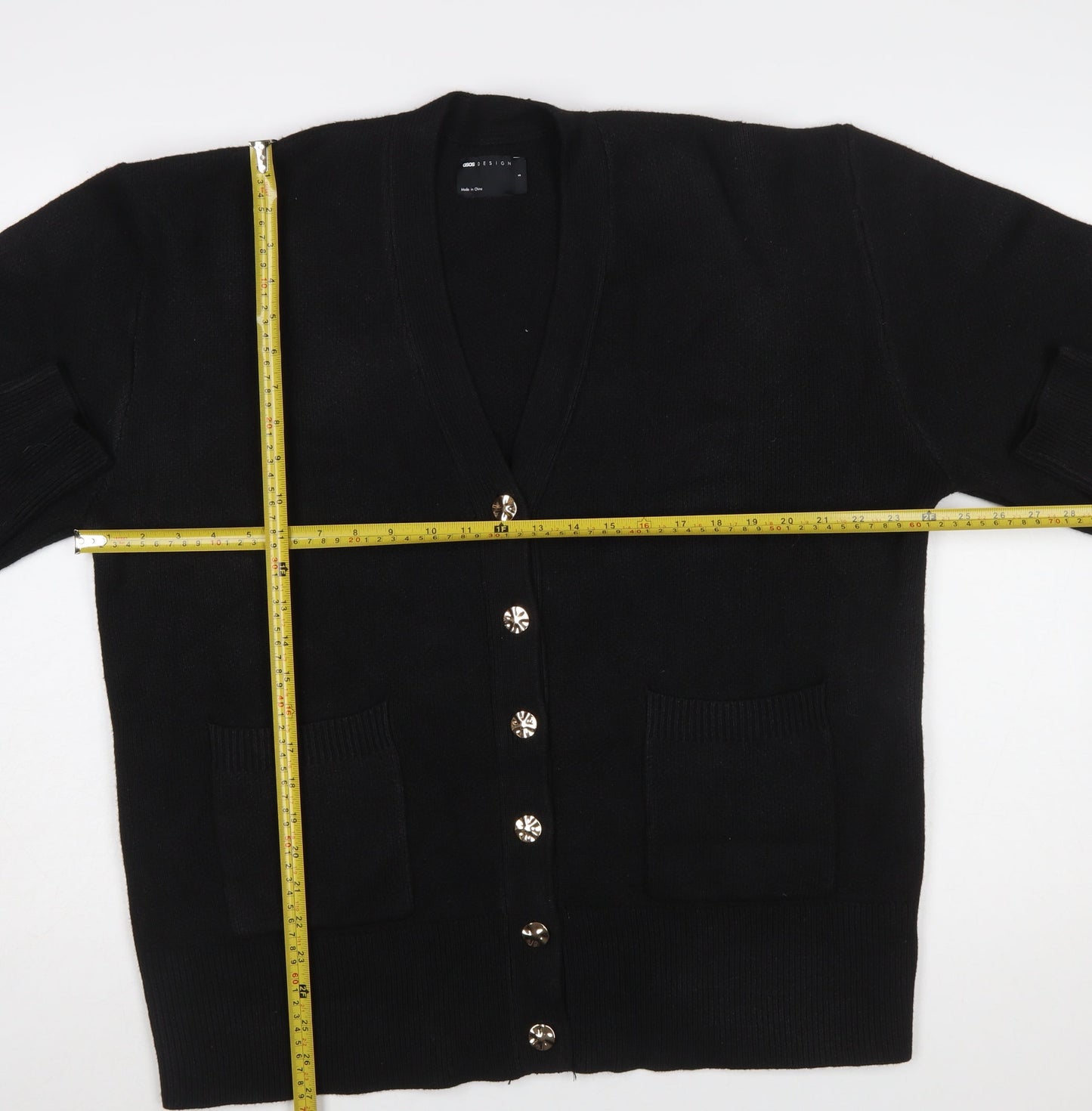 ASOS DESIGN Women's Black V-Neck Button Cardigan Size S