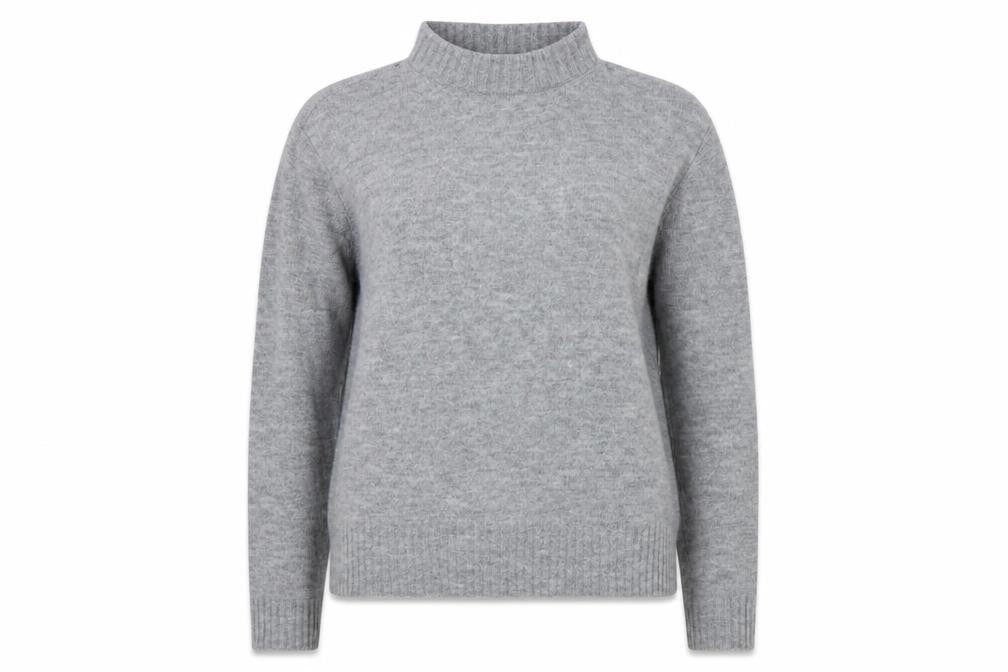 Whistles Women’s Grey Mock Neck Wool Blend Pullover Jumper M