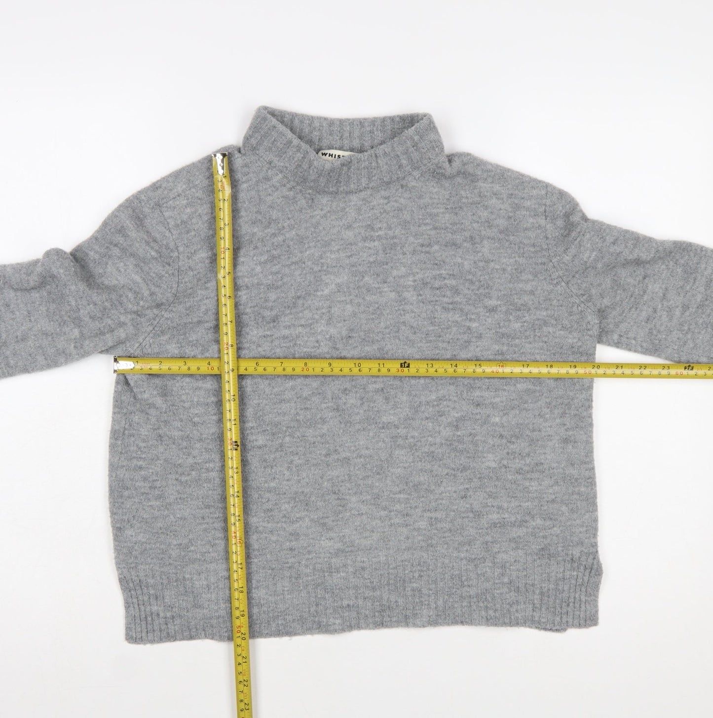 Whistles Women’s Grey Mock Neck Wool Blend Pullover Jumper M