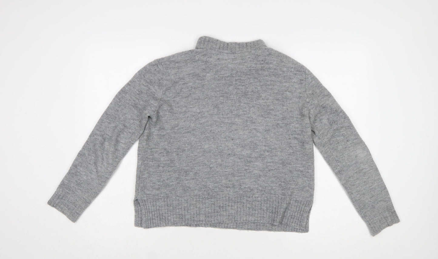 Whistles Women’s Grey Mock Neck Wool Blend Pullover Jumper M