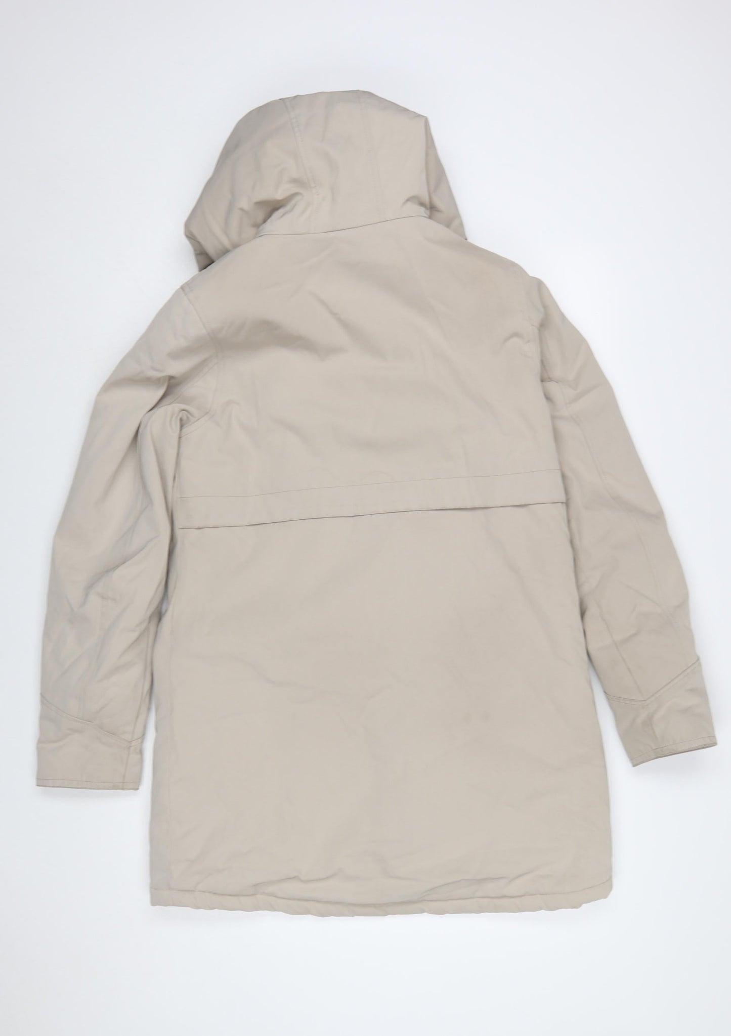 Elvine Womens Beige Long Hooded Parka Coat Size S