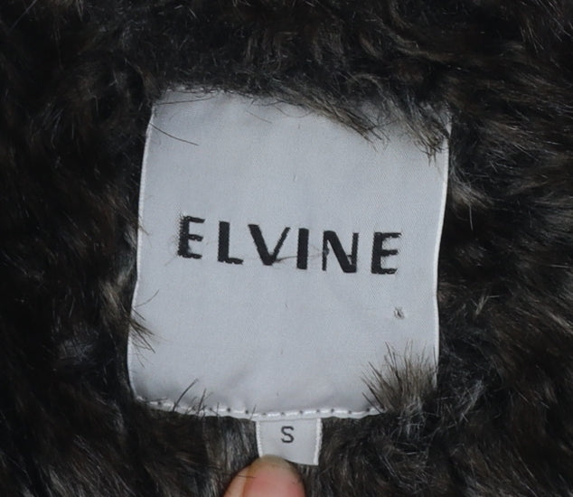 Elvine Womens Beige Long Hooded Parka Coat Size S