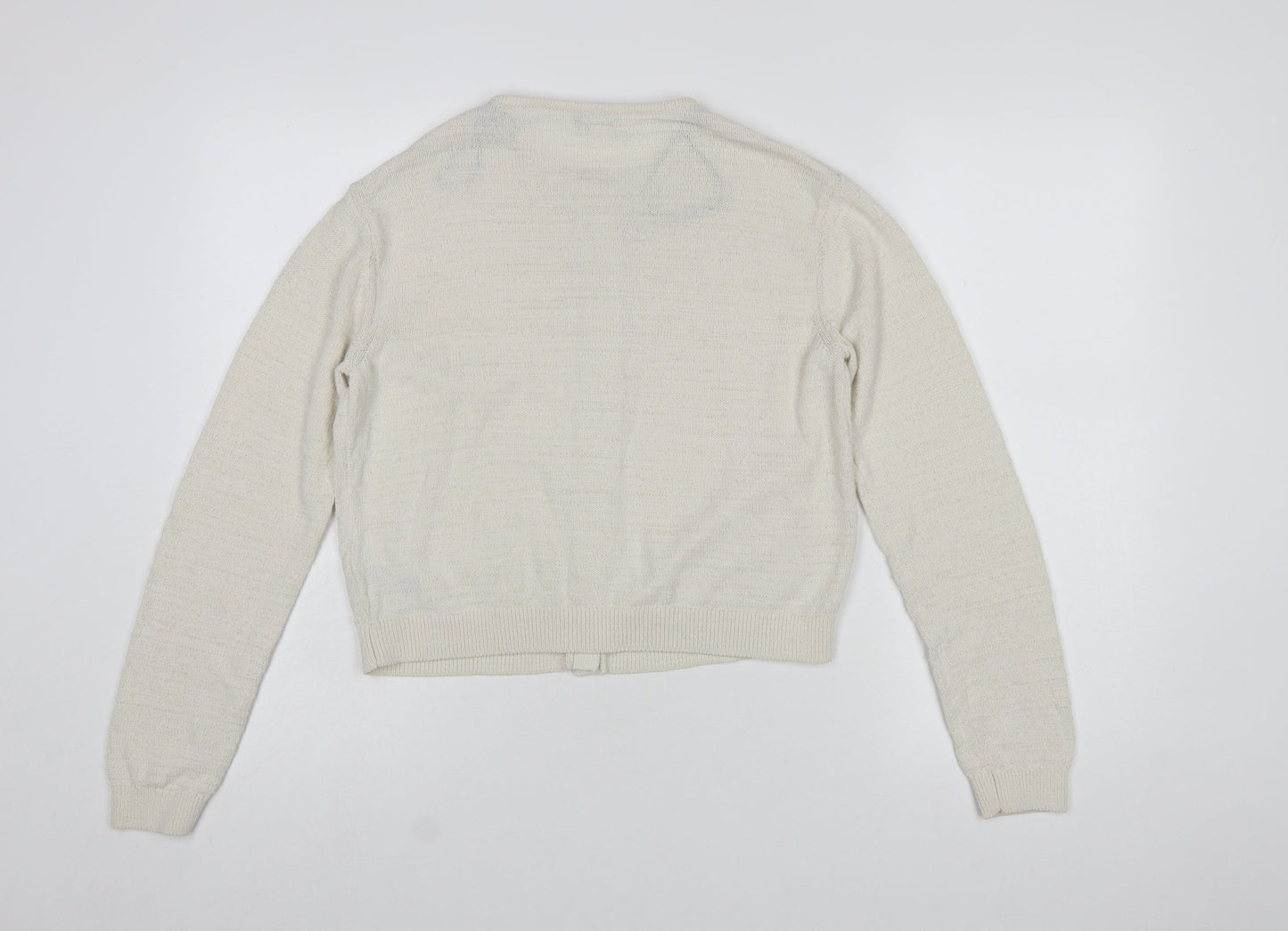 Marks and Spencer Women Ivory Cotton Blend Button Cardigan Size S