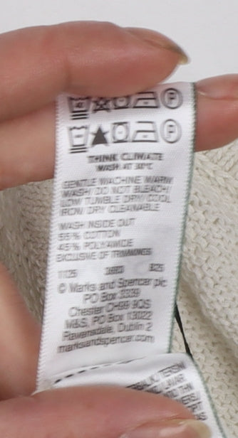 Marks and Spencer Women Ivory Cotton Blend Button Cardigan Size S