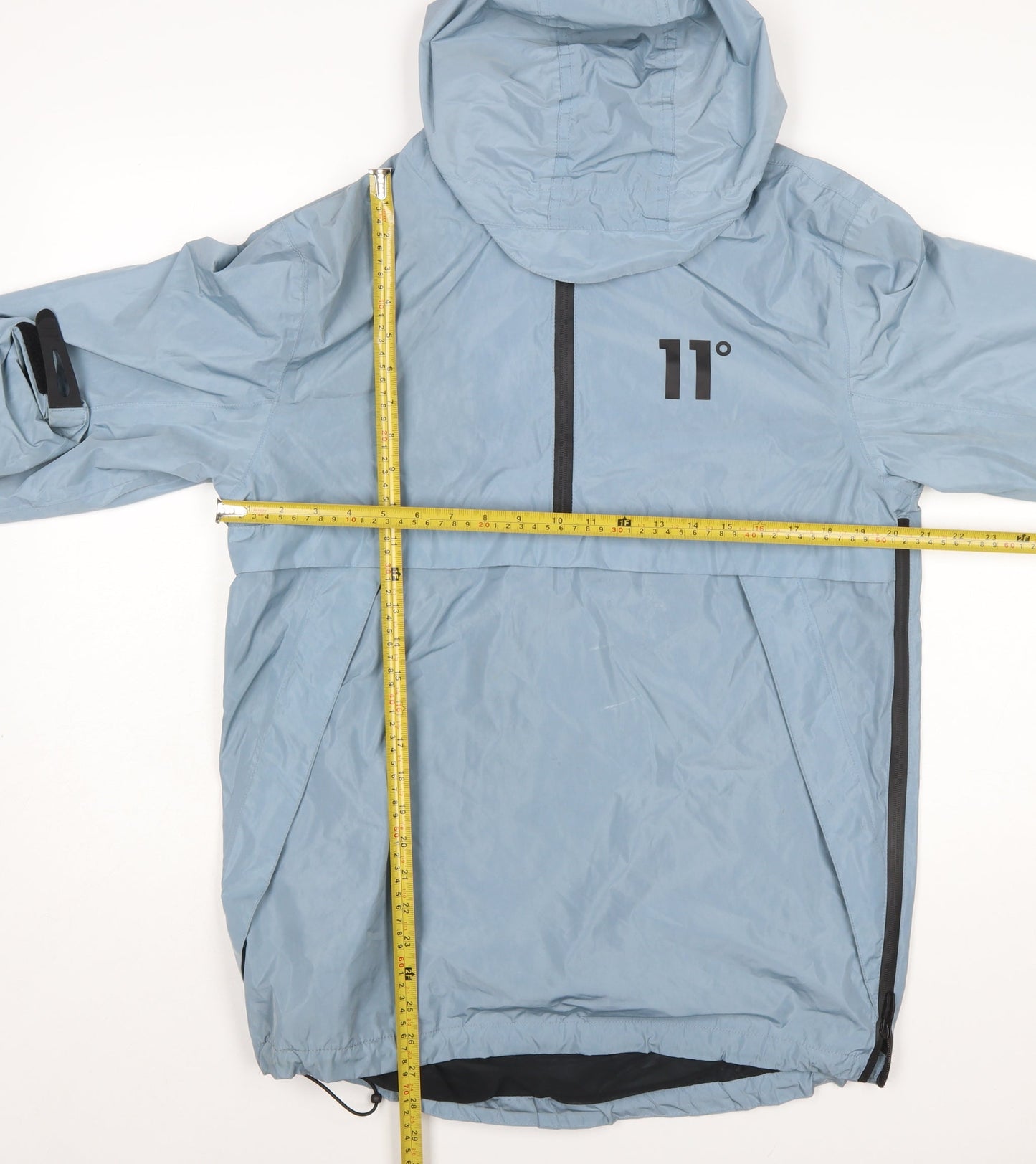 11 Degrees Men Blue Hooded Windbreaker Jacket Size M