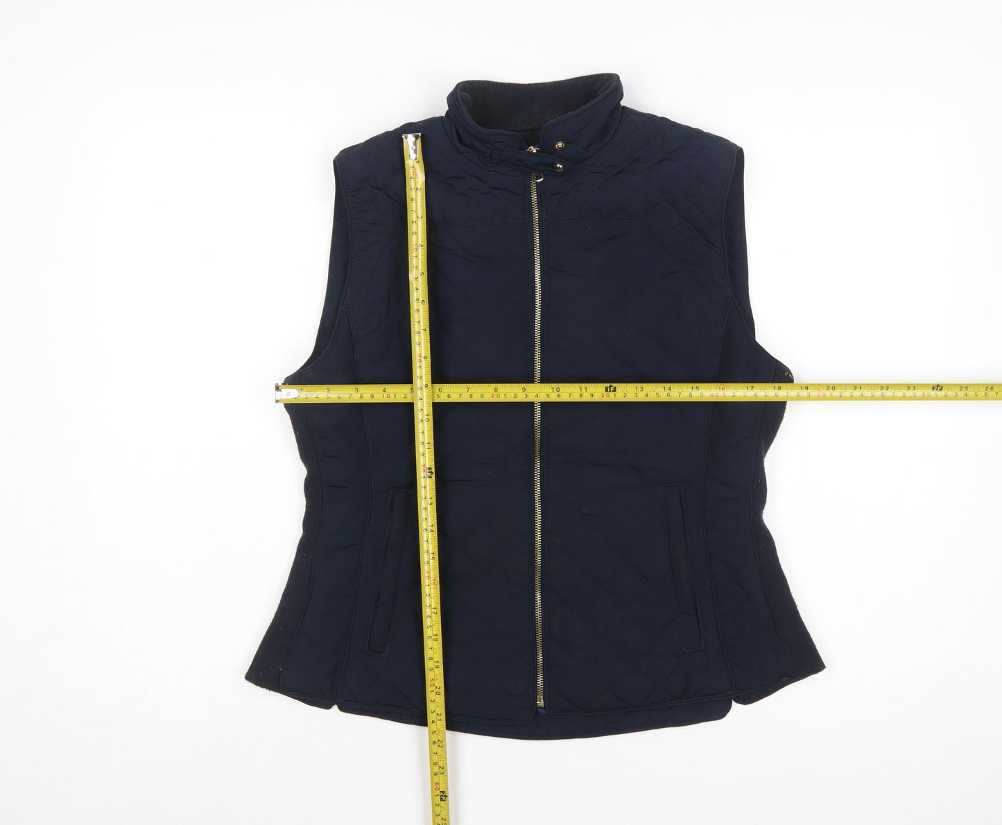 Zara Woman Blue Quilted Sleeveless Waistcoat Women's L