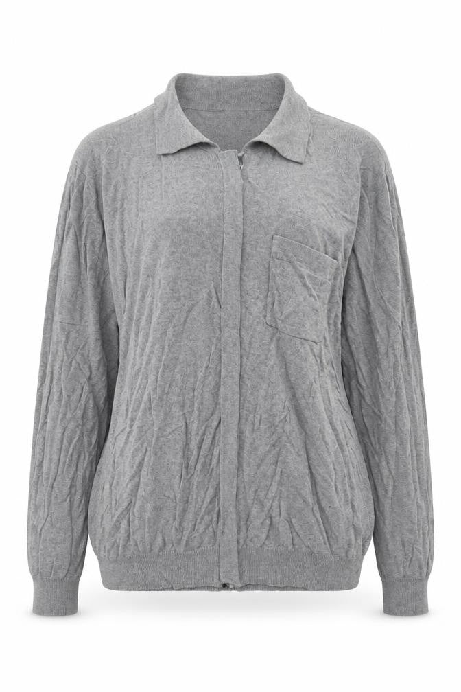 Marks & Spencer Women’s Grey Full Zip Cardigan L Cotton Cashmere