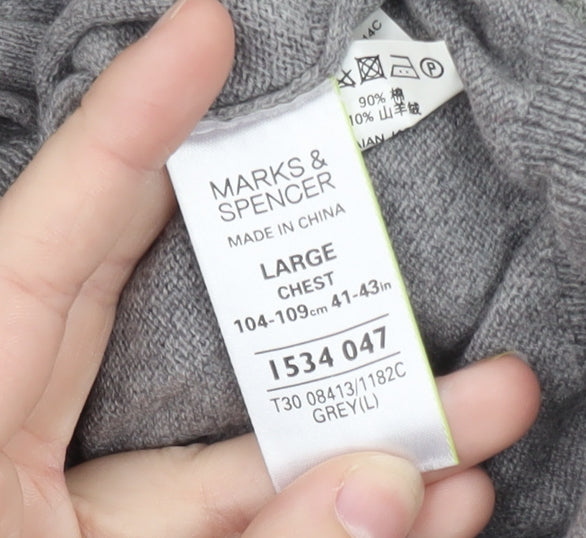 Marks and Spencer Women’s Grey Full Zip Cardigan L Cotton Cashmere
