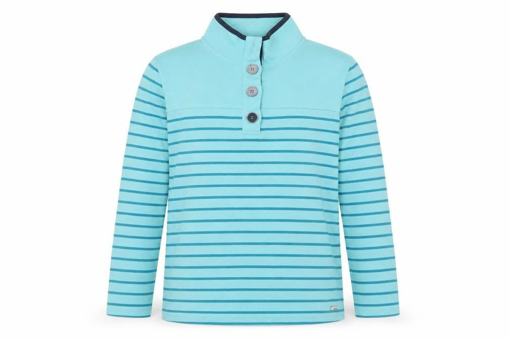 TIGI Teens Blue Striped Henley Sweatshirt 14/16 Cotton Long Sleeve