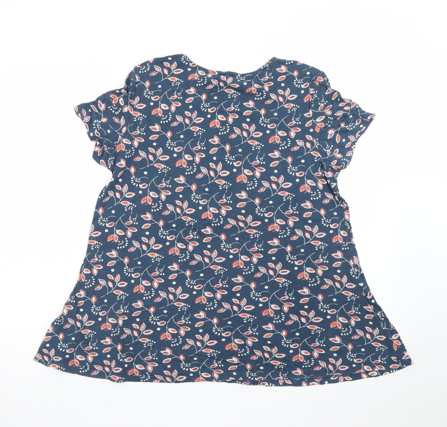 Seasalt Cornwall Womens Blue Floral Organic Cotton T-Shirt UK 12