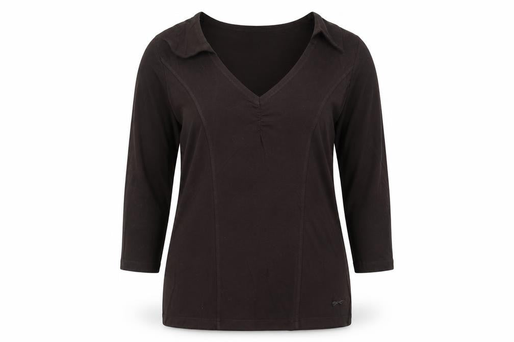 Paul Costelloe Dressage Womens Brown 3/4 Sleeve V-Neck Top Size 4