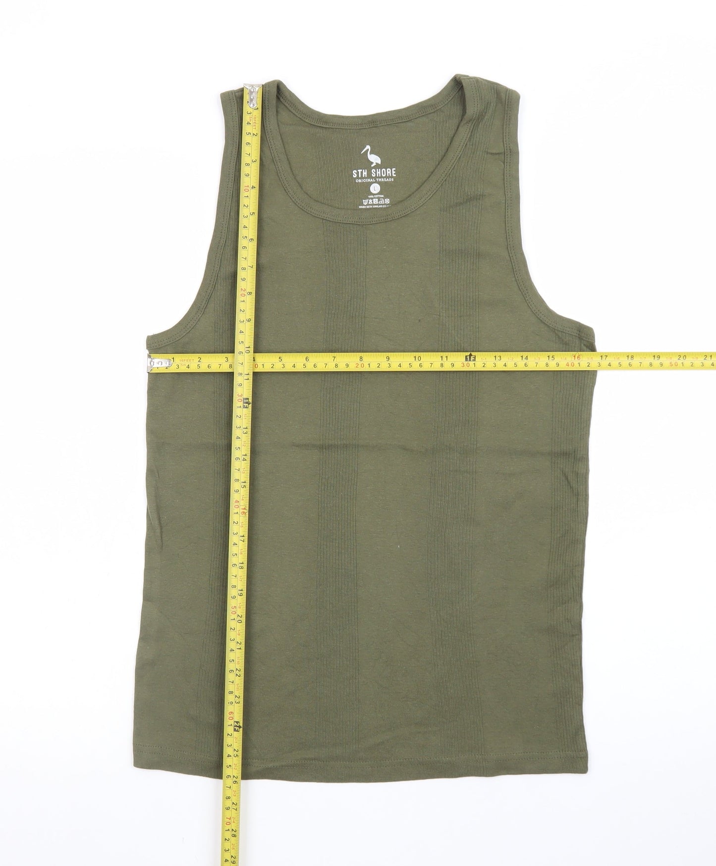 STH Shore Men's Green Sleeveless Cotton Tank Top Size L