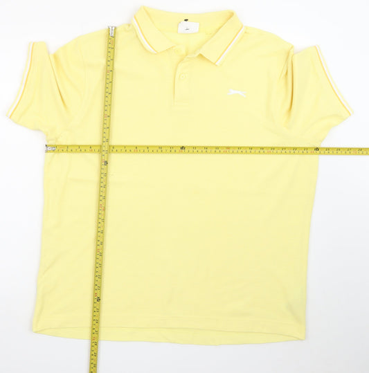 Slazenger Mens Yellow XL Polo Shirt Cotton Blend Sportswear