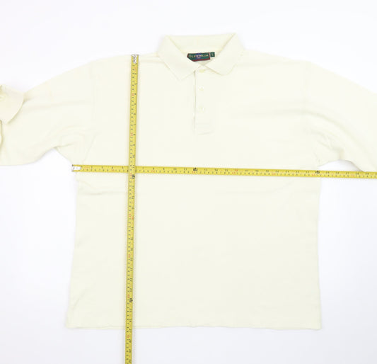 Glenmuir Men’s Ivory Long Sleeve Cotton Polo Shirt Size L